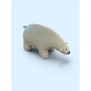 Zuny Polar Bear Doorstop White Leather Bookend Modern Decor Minimalist Sleek